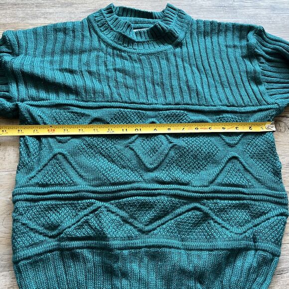Vintage Sweater Knit Women's Medium 90s Saturdays Oversized Green Teal - Picture 3 of 5